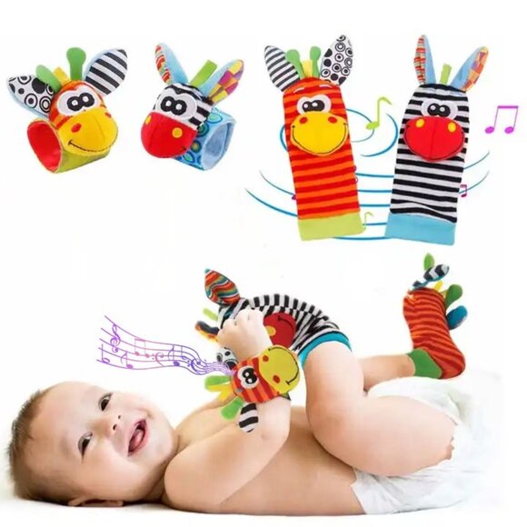 Infant bed bell baby kids plush Toddler Baby Handbell Ring Bell socks Toy Jungle - Picture 1 of 16